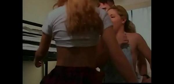  Schoolgirls love having dudes come over into their dorm rooms and fill them up with fresh cum
